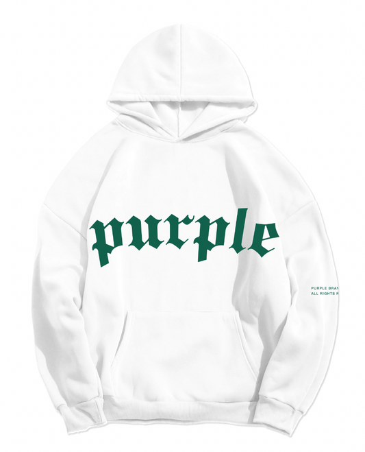 Purple Brand French Terry Po Hoody Gothic Arch Brilliant White