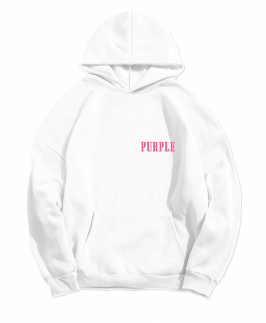 Purple Brand French Terry Po Hoody Distorted Reverse Brilliant White
