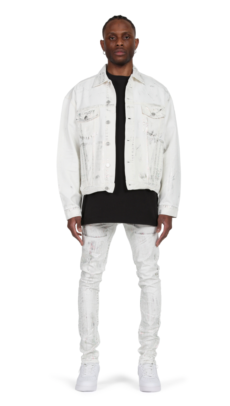 Purple Brand White X Ray Iridescent Wave Foil Jeans