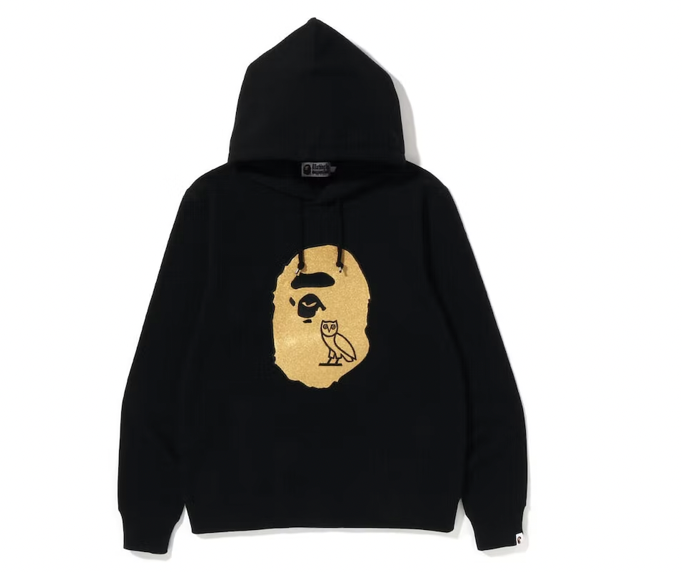 BAPE x OVO Ape Head Pullover Hoodie Black Gold