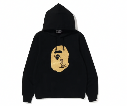 BAPE x OVO Ape Head Pullover Hoodie Black Gold