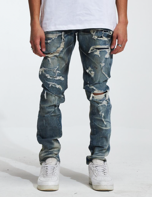 CRYSP Alantic Ripped Bright Blue and Tan Wash