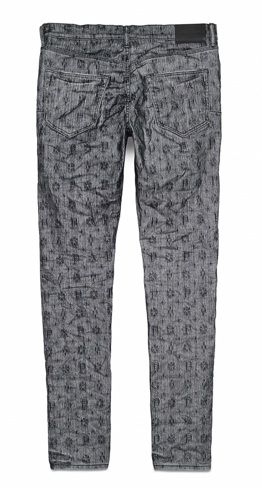 Purple Brand White Monogram Black Flocked jeans