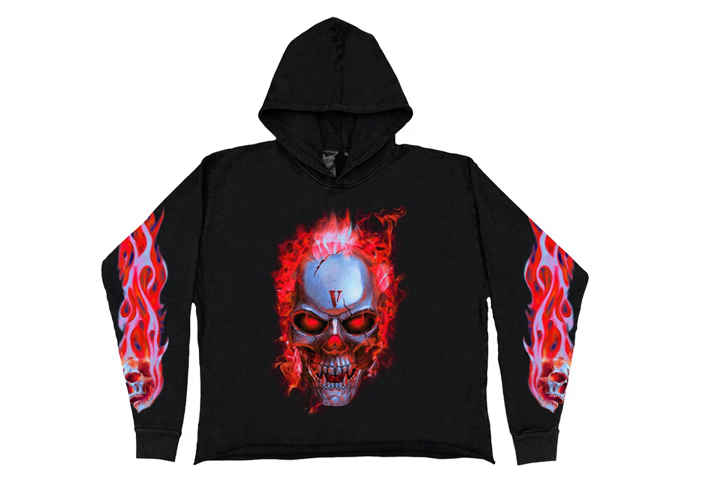 Vlone Skully Red Flame Hoodie Black