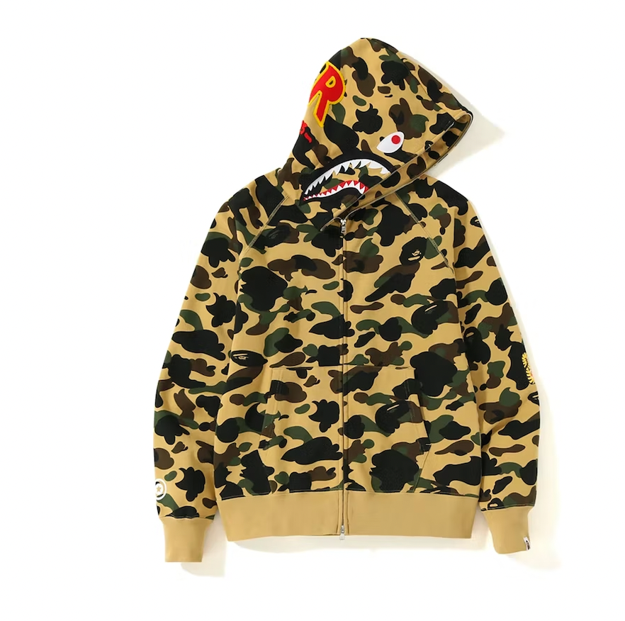 BAPE 1st Camo PONR Shark Full Zip Hoodie Yellow