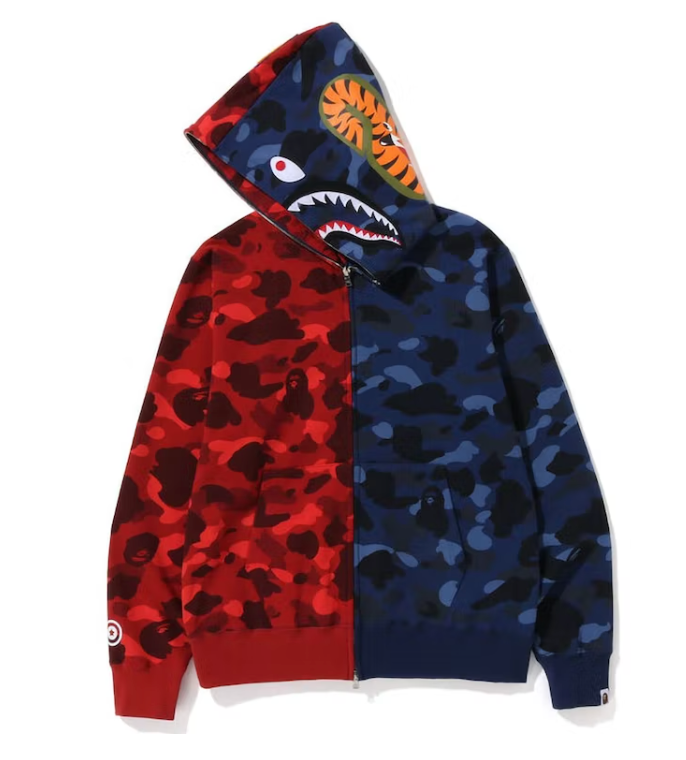 BAPE Color Camo Shark Full Zip Hoodie (FW22) Red Navy
