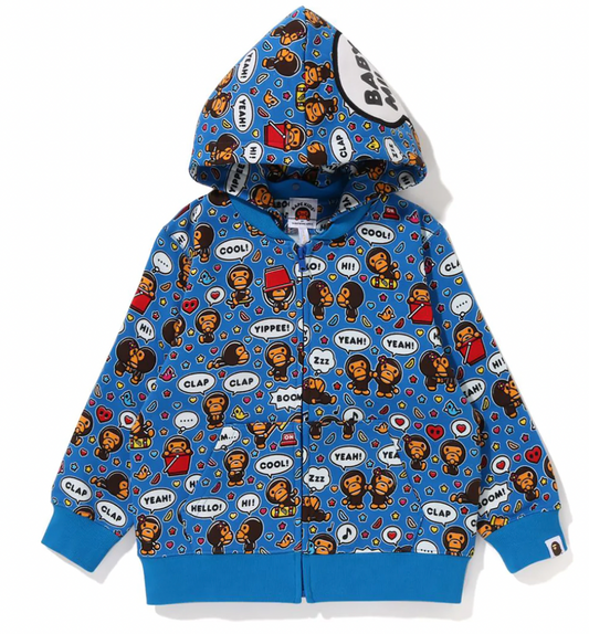 BAPE BABY MILO SPEECH BALLOON ZIP HOODIE REMOVABLE KIDS