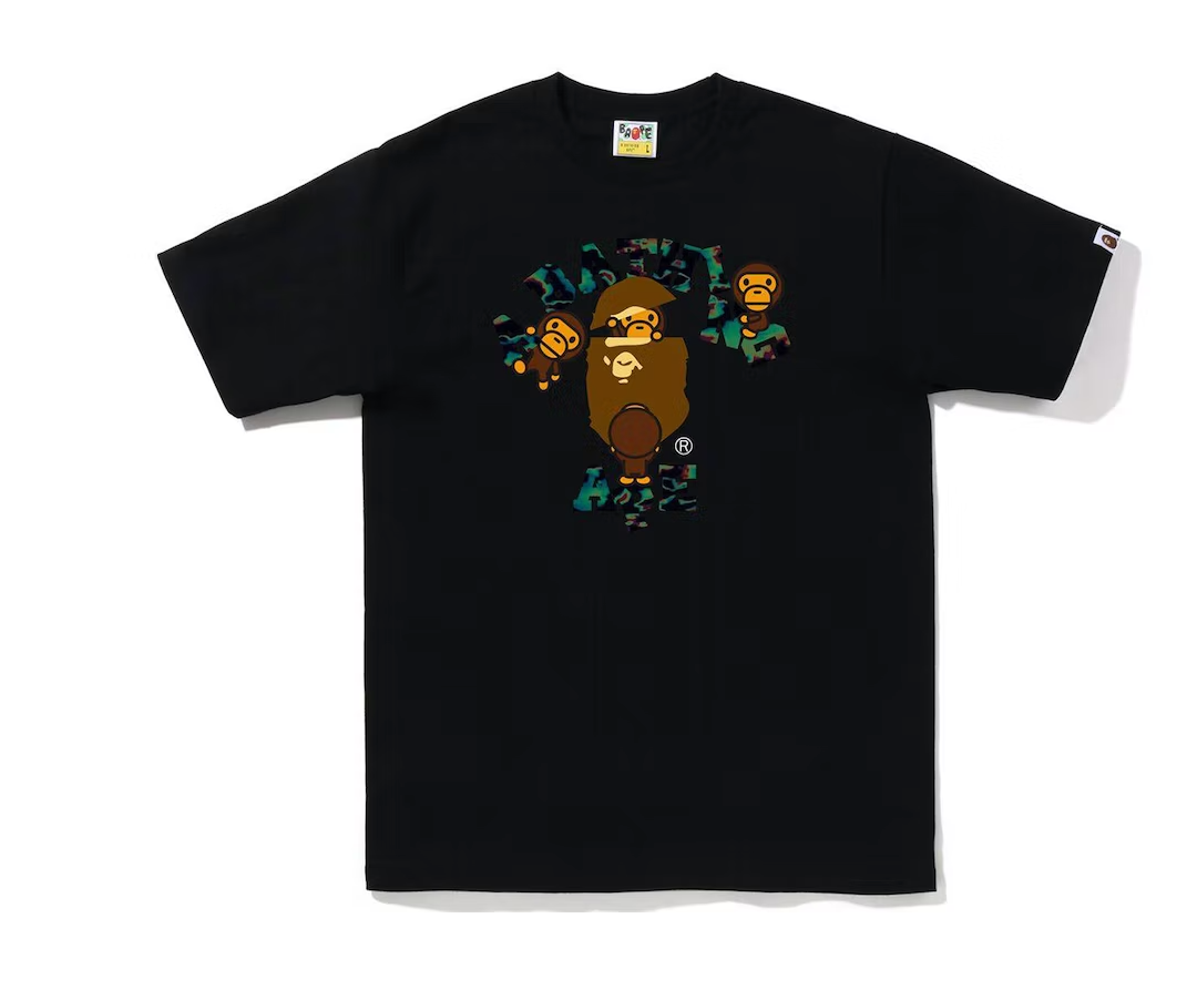 BAPE Thermography College Milo Tee Black