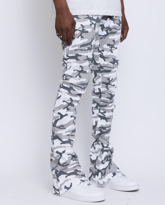 Golden Denim Stacked Flare Jeans Snow Camo