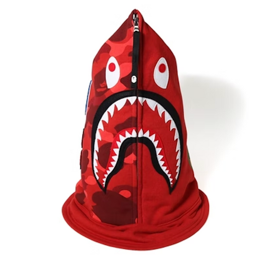 BAPE Color Camo Shark Face Mask Red BAPE Color Camo Shark Face Mask Red