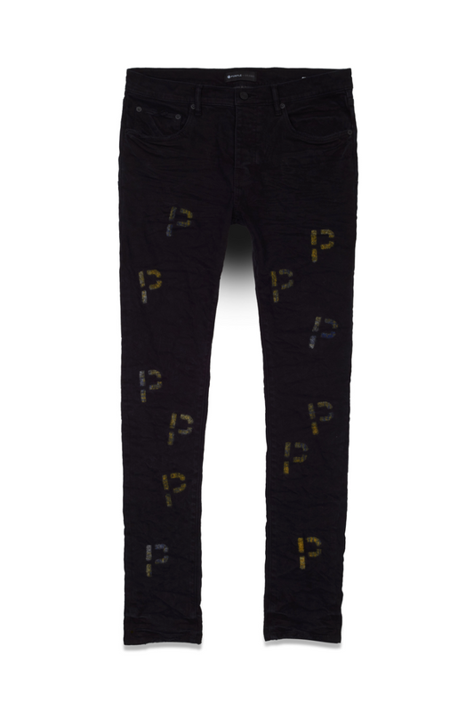Purple Brand Black Indigo Embroidery Punch P Plaid Denim