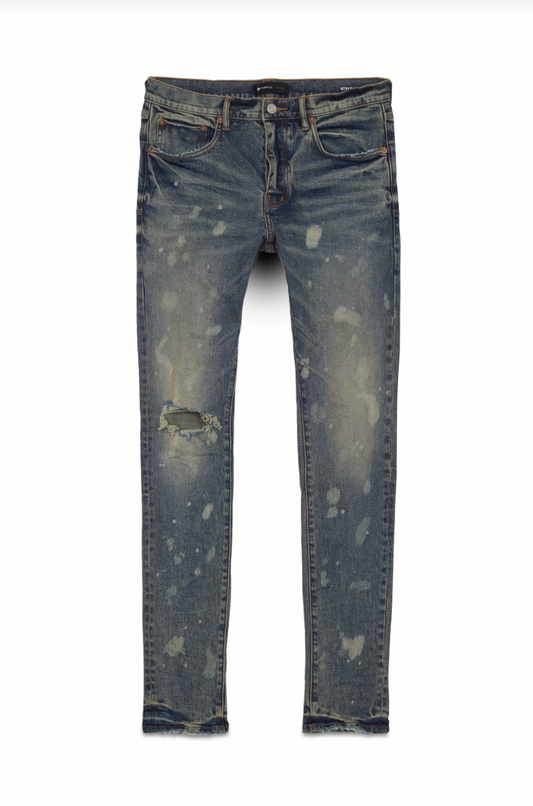 Purple Brand Mid Indigo Acid Bleach Denim