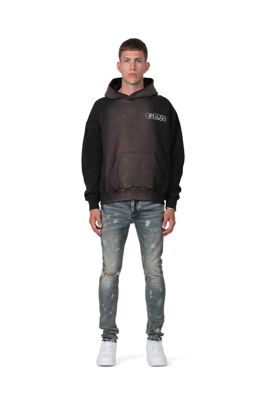 Purple Brand Mid Indigo Acid Bleach Denim