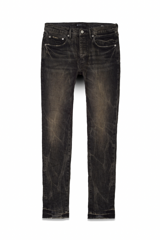 Purple Brand Washed Black Tie Acid Denim