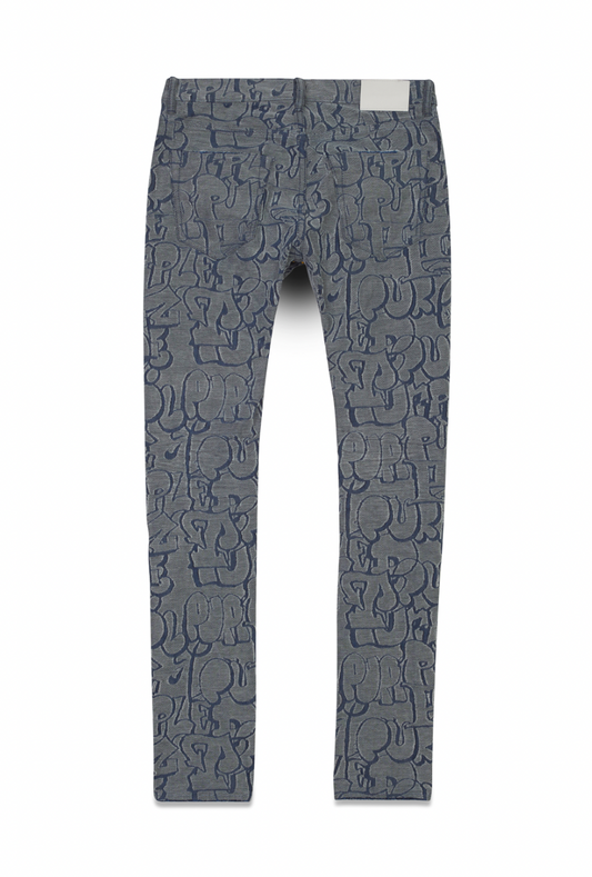 Purple Brand White Terry Graffiti Tag Laser Denim