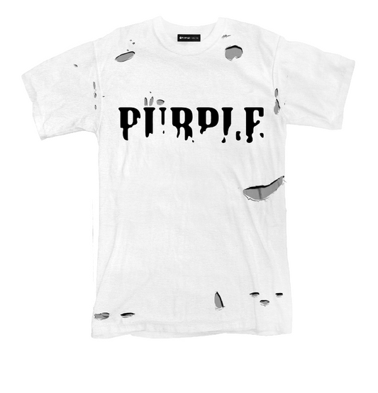 Purple Brand Textured Jersey Inside Out Tee Ripped