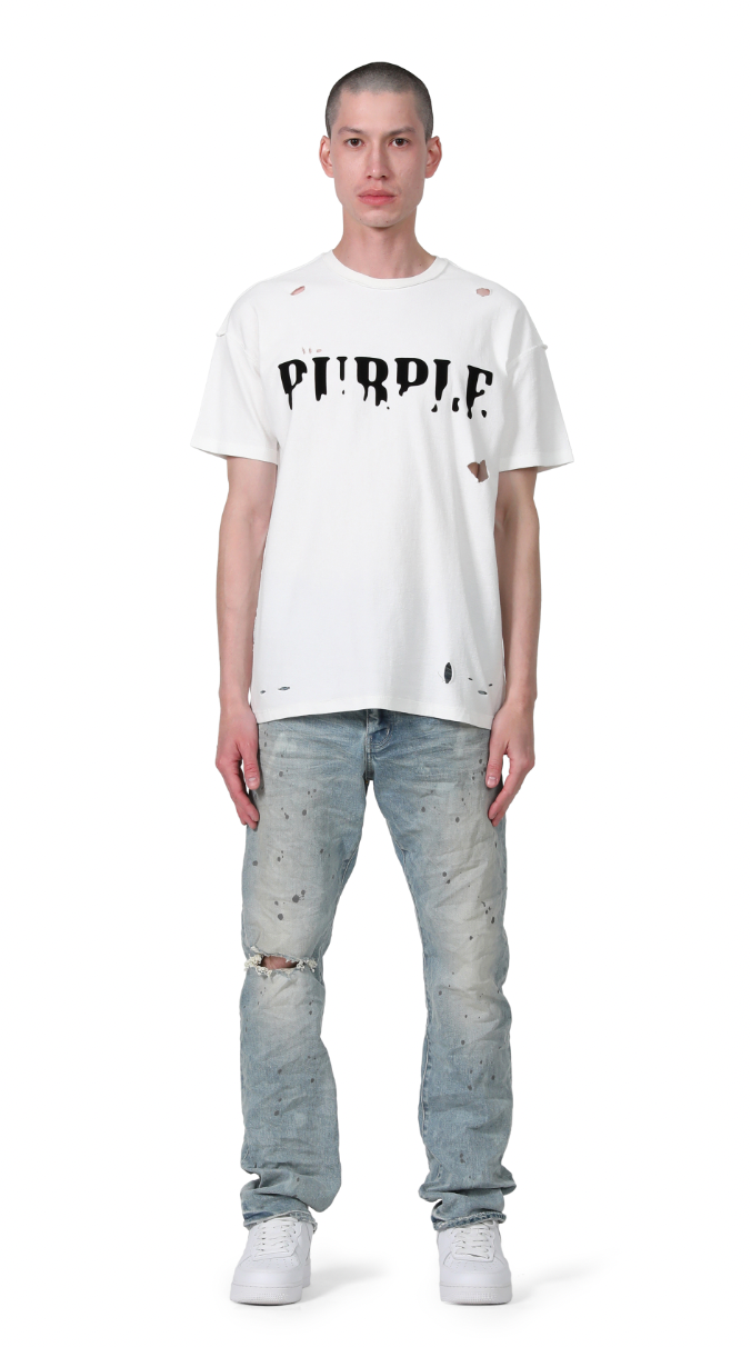 Purple Brand Textured Jersey Inside Out Tee Ripped