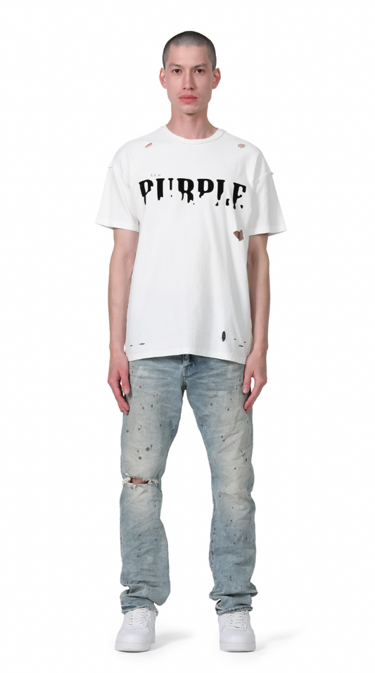 Purple Brand Textured Jersey Inside Out Tee Ripped