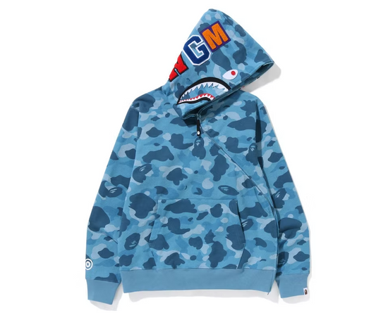 BAPE Honeycomb Camo Shark Full Zip Hoodie Blue