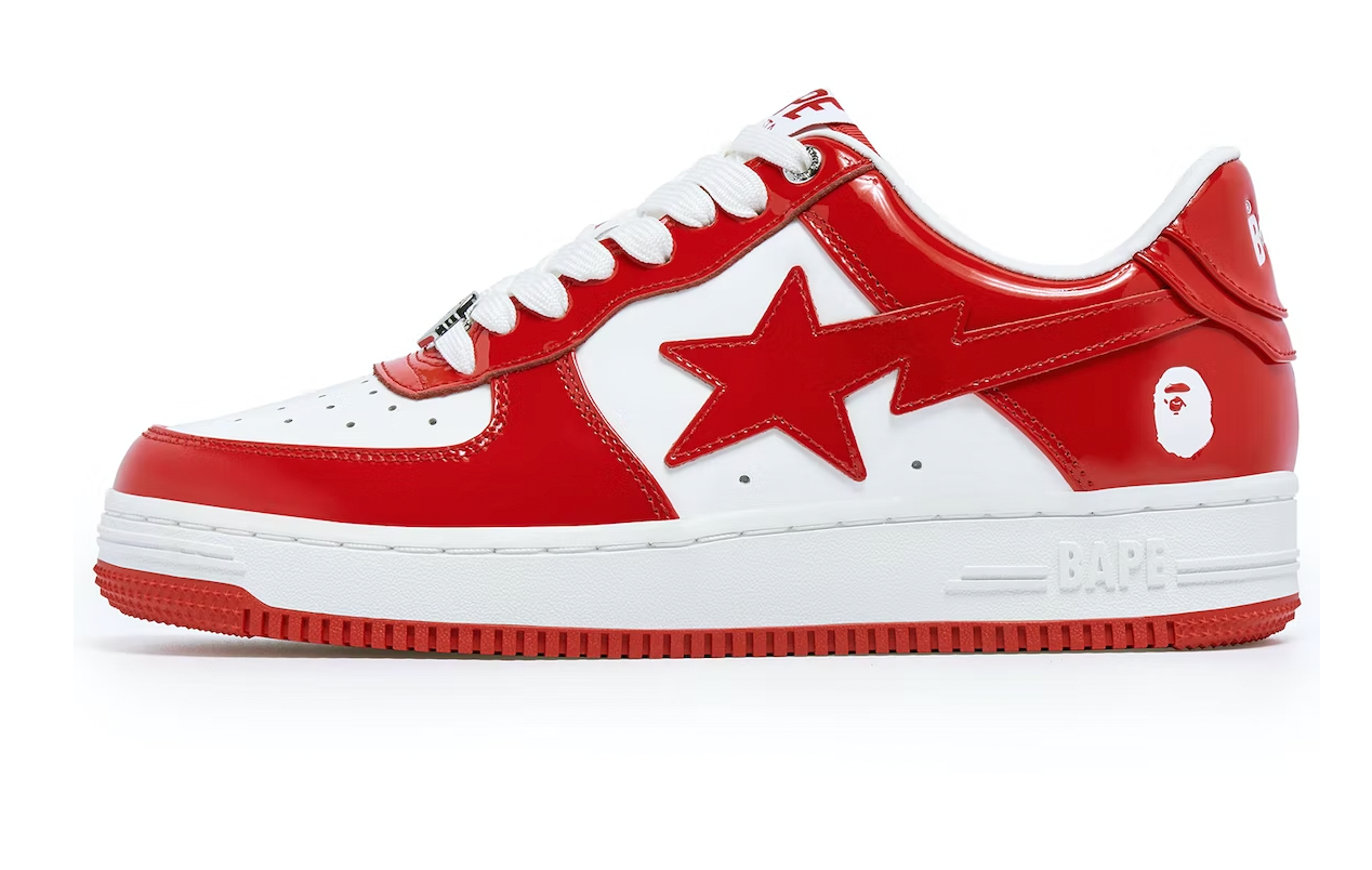 A Bathing Ape Bape Sta Patent Leather White Red (2023)
