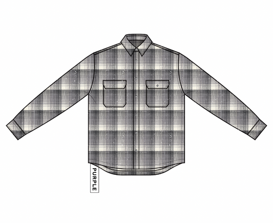 PURPLE BRAND PLAID LS SHIRT BLACK / GREY / WHITE