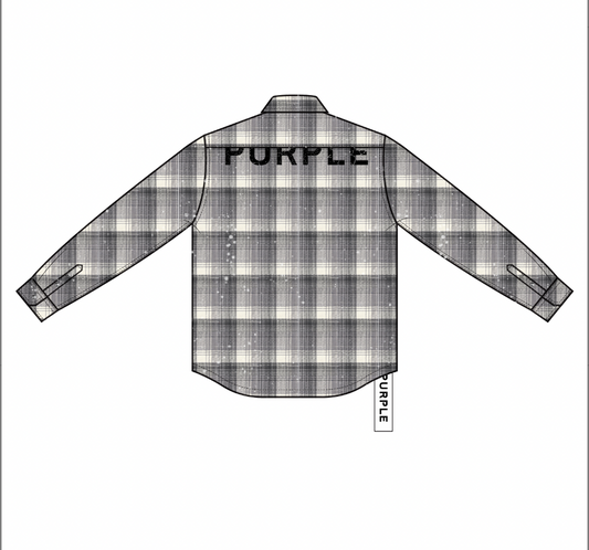 PURPLE BRAND PLAID LS SHIRT BLACK / GREY / WHITE