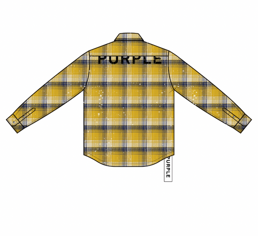 PURPLE BRAND PLAID LS SHIRT YELLOW / NAVY / WHITE