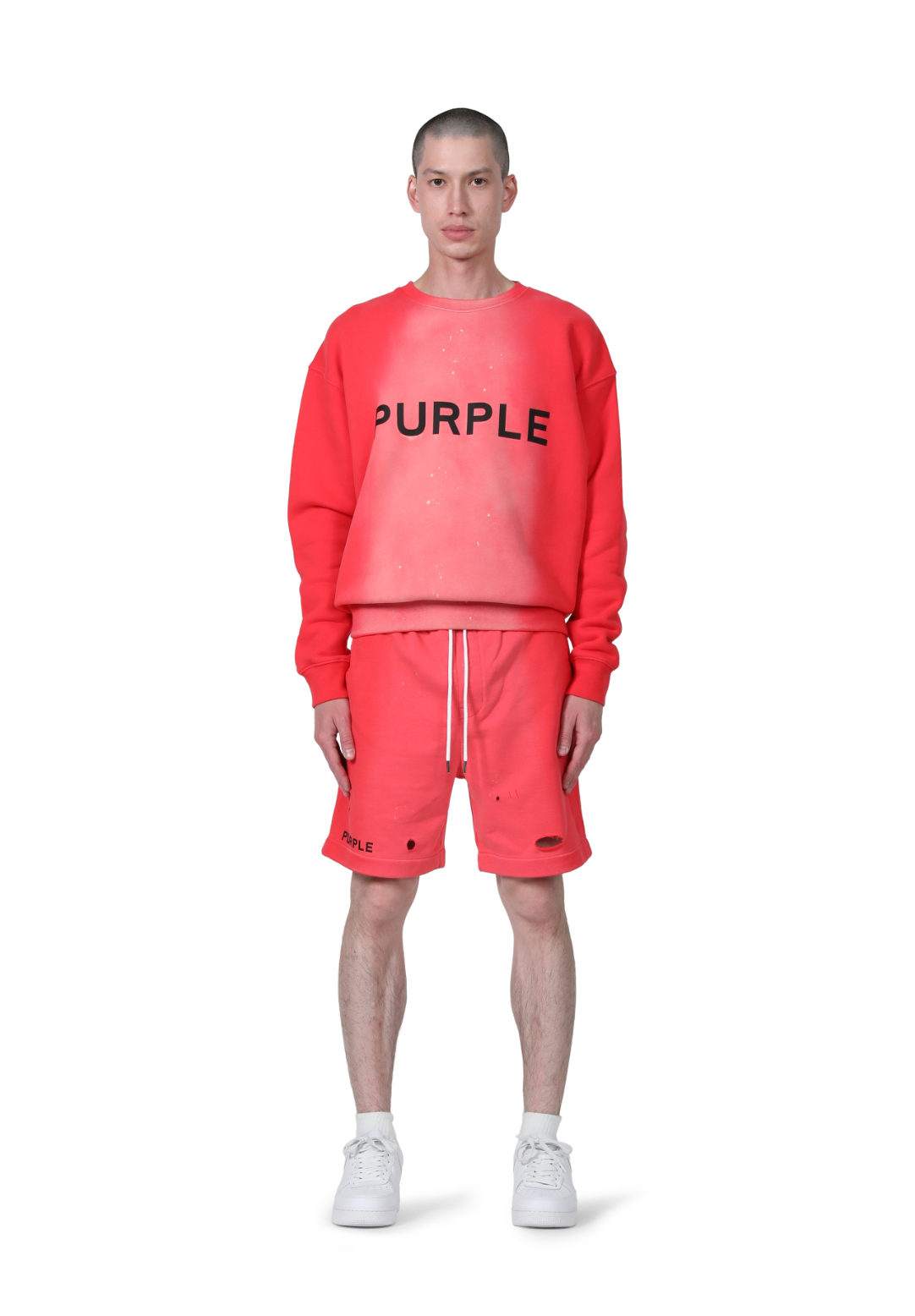 PURPLE BRAND HWT FLEECE CREWNECK POPPY RED