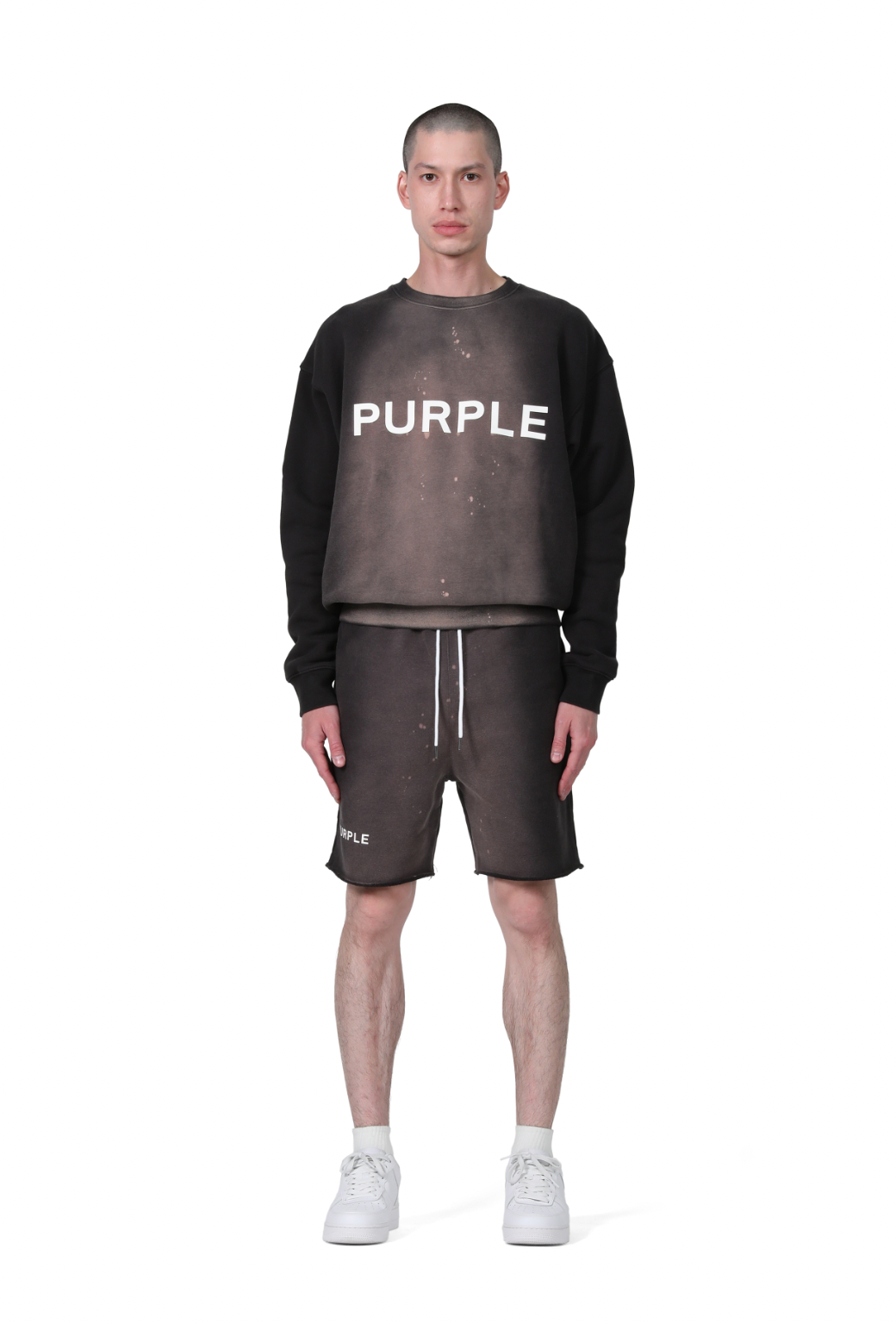 PURPLE BRAND HWT FLEECE SHORTS CUT BOTTOM