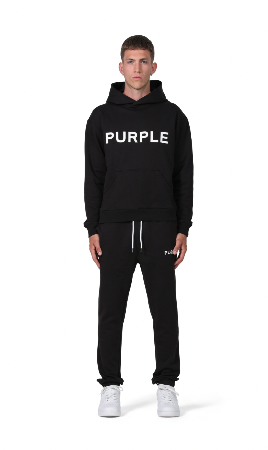 PURPLE BRAND FRENCH TERRY LOGO JOGGER BLACK BEAUTY