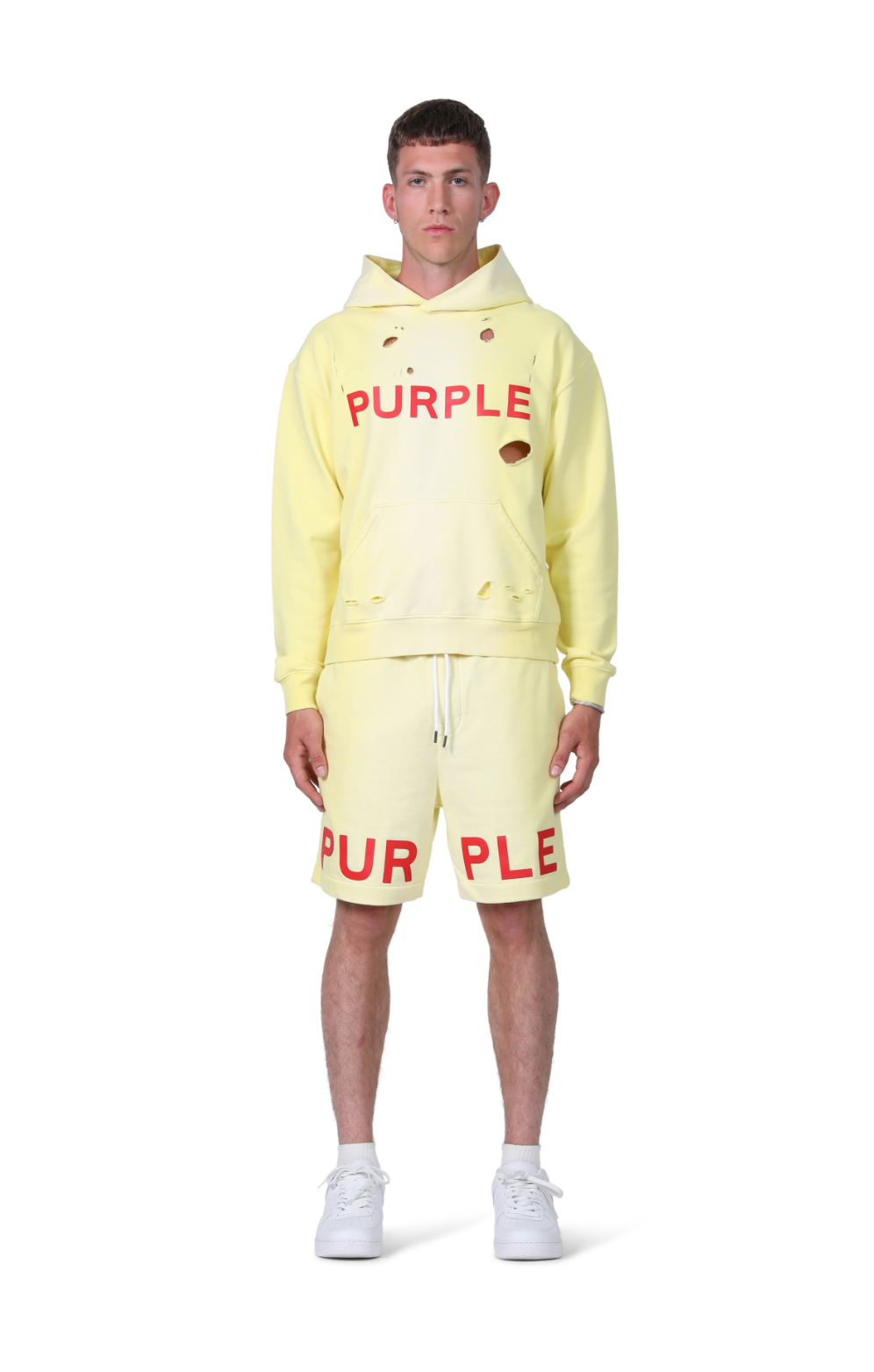 PURPLE BRAND FRENCH TERRY SHORT ELFIN YELLOW