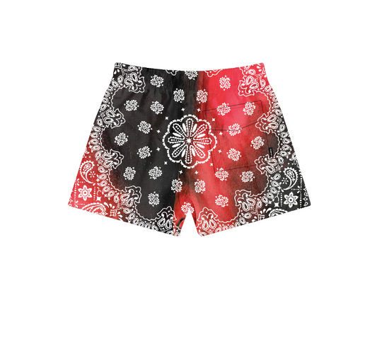 PURPLE BRAND POLYESTER ALL ROUND SHORT POPPY RED/BLACK BEAUTY