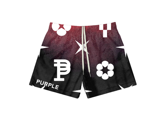 PURPLE BRAND MONOGRAM POLYESTER ALL ROUND SHORT BLACK BEAUTY