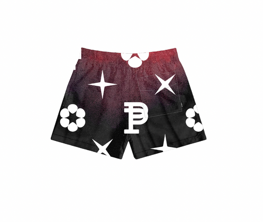 PURPLE BRAND MONOGRAM POLYESTER ALL ROUND SHORT BLACK BEAUTY