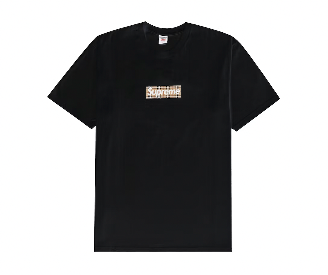 Supreme Burberry Box Logo Tee Black