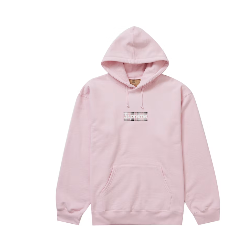 Supreme Burberry Box Logo Hooded Sweatshirt Light Pink