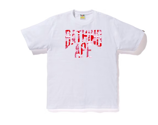 BAPE ABC Camo NYC Logo Tee White Pink