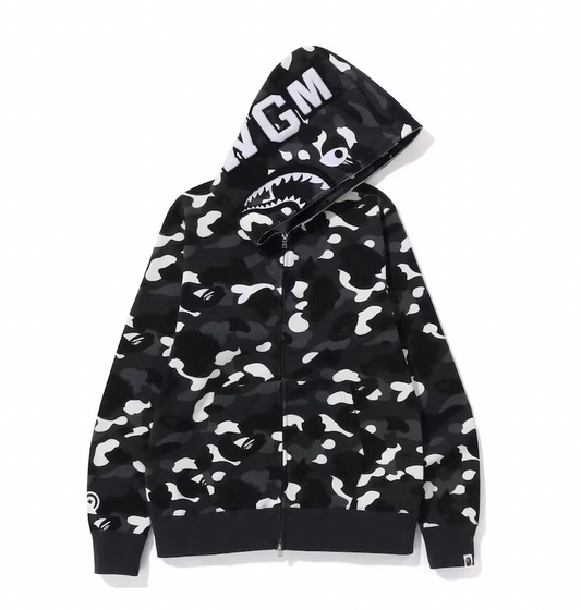 BAPE City Camo Shark Full Zip Hoodie (2023) Black