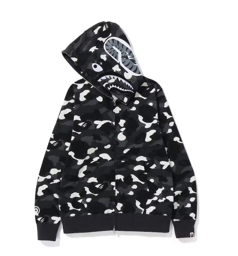 BAPE City Camo Shark Full Zip Hoodie (2023) Black