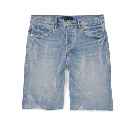 Purple Brand Light Indigo Tie Acid Relaxed Shorts