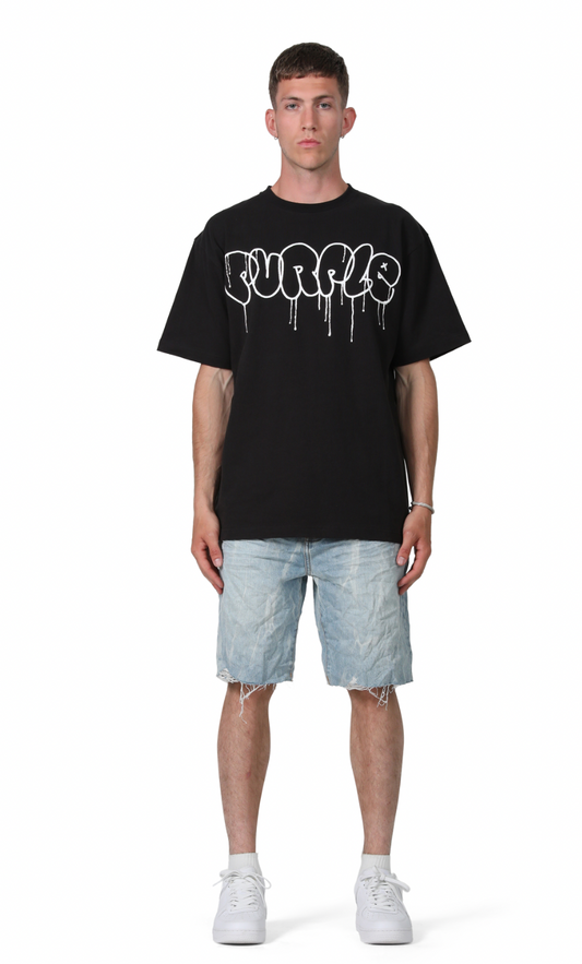 Purple Brand Light Indigo Tie Acid Relaxed Shorts