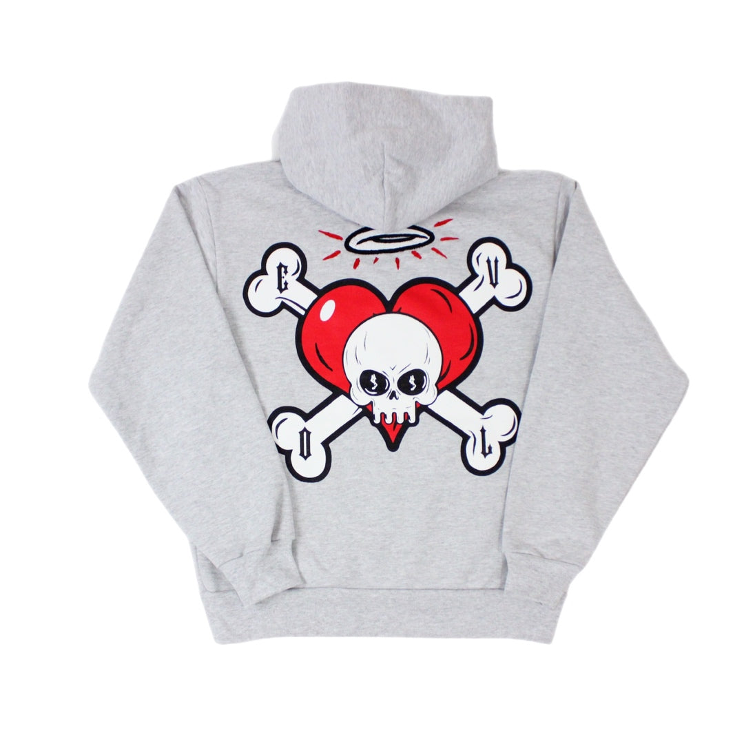 Evol Heavy Weight Skull Hoodie Grey