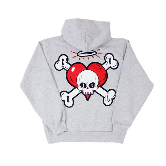 Evol Heavy Weight Skull Hoodie Grey