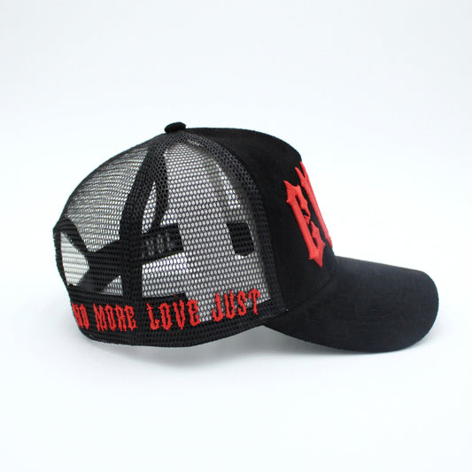 EVOL New Font Trucker Hat Black/Red (Suede Edition)