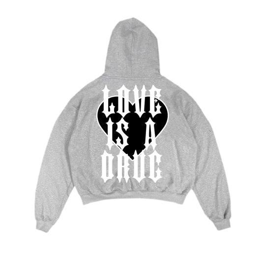 Evol Love Is A Drug Hoodie Grey/ Black