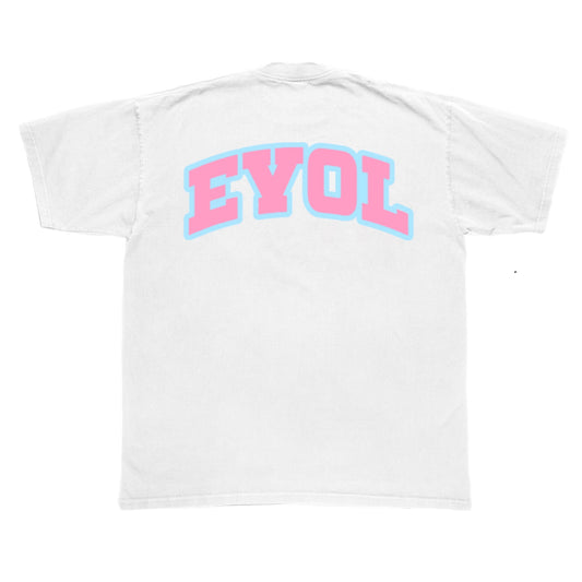 EVOL 777 Tee White Pink and Baby Blue