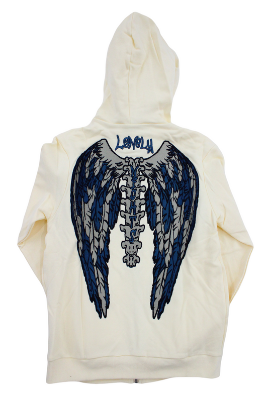 Lonely Nights Zip Up Cream/Aegean Blue LNC