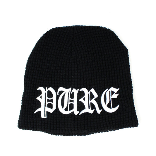 Pain Is Pure 'Pure' Logo Textured Beanie Black/White