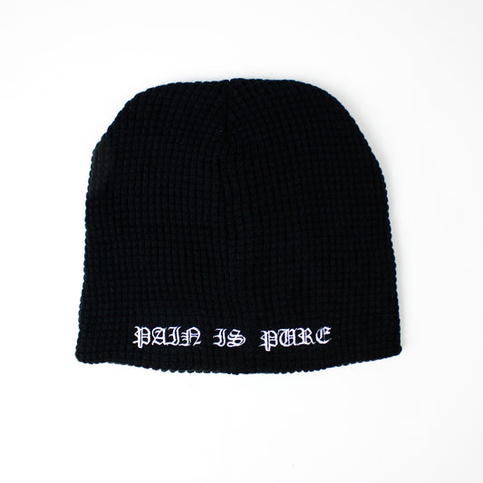 Pain Is Pure 'Pure' Logo Textured Beanie Black/White
