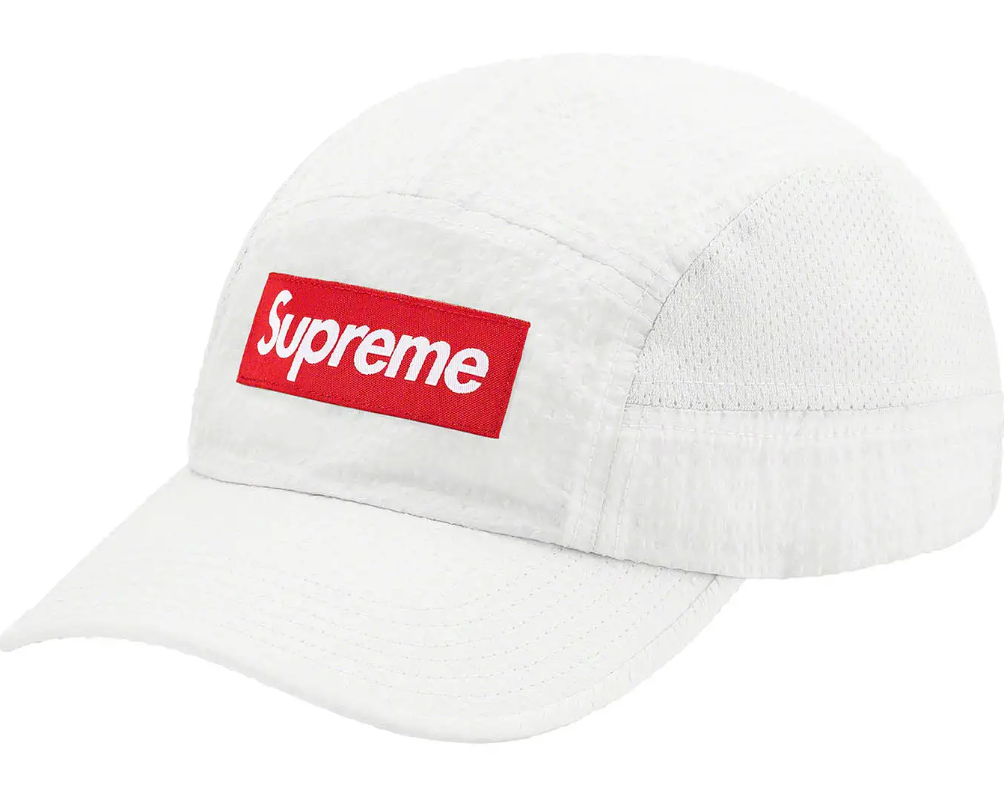 Supreme Mesh Seersucker Camp Cap White
